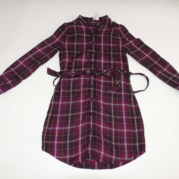 Banana Republic Dresses & Skirts - Banana Republic Women's Shirt Dress Size 00P NWT Long Sleeves Purple Black Plaid